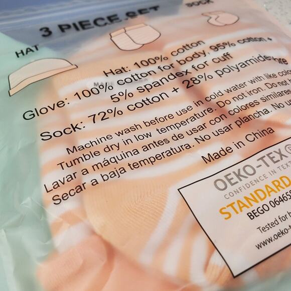 Infant Hat Set Infant Gloves Infant Socks Set Infant Gift Set 100% Cotton - Picture 4 of 6